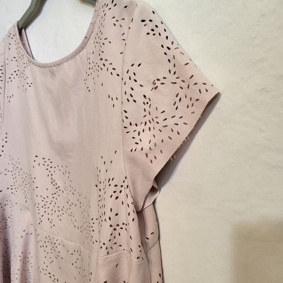Free people pink babydoll laser cut pattern xs extra small crop spring top shirt - Picture 6 of 6